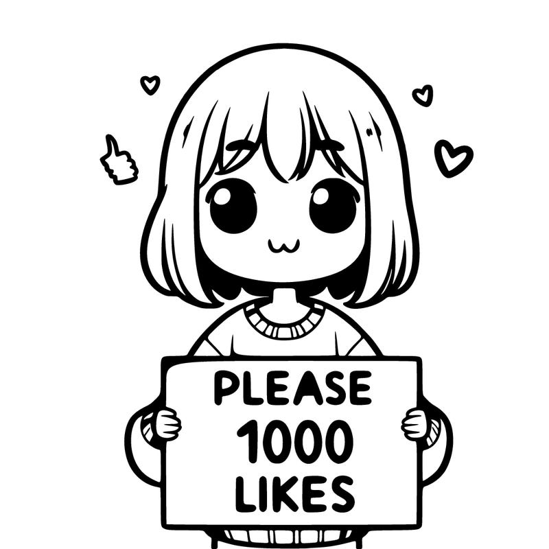 a girl who is holding a sign that says please1000 likes