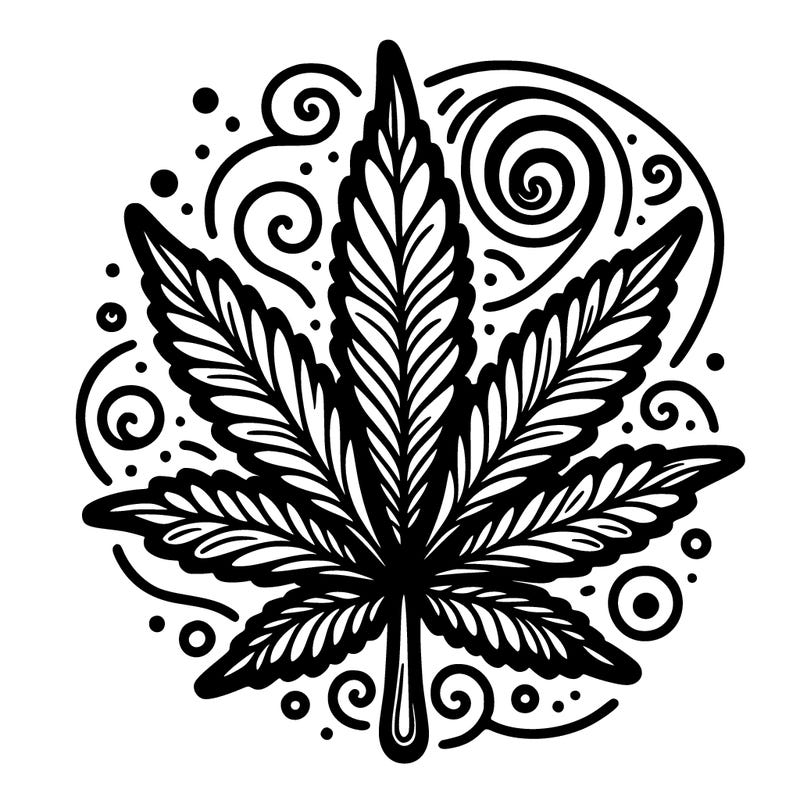 swirling marijauna leaf
