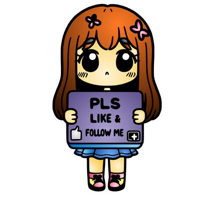 girl holding a sign that says pls like and follow me