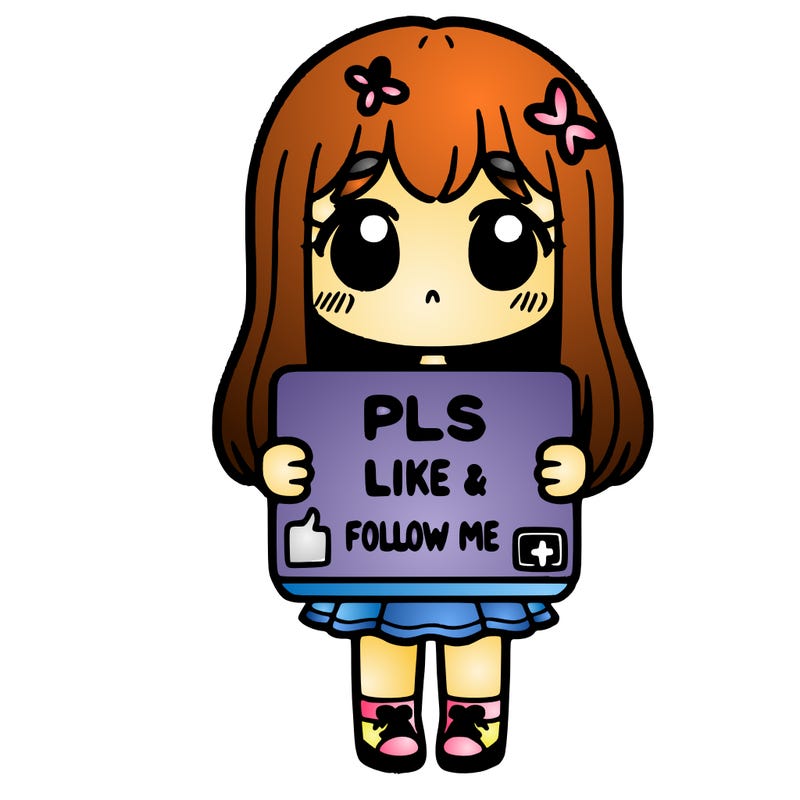 girl holding a sign that says pls like and follow me