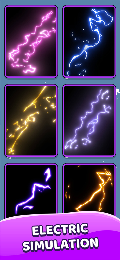 PartyFun: Finger Chooser Games - Interfaz de simulación eléctrica que presenta varios efectos coloridos de rayos