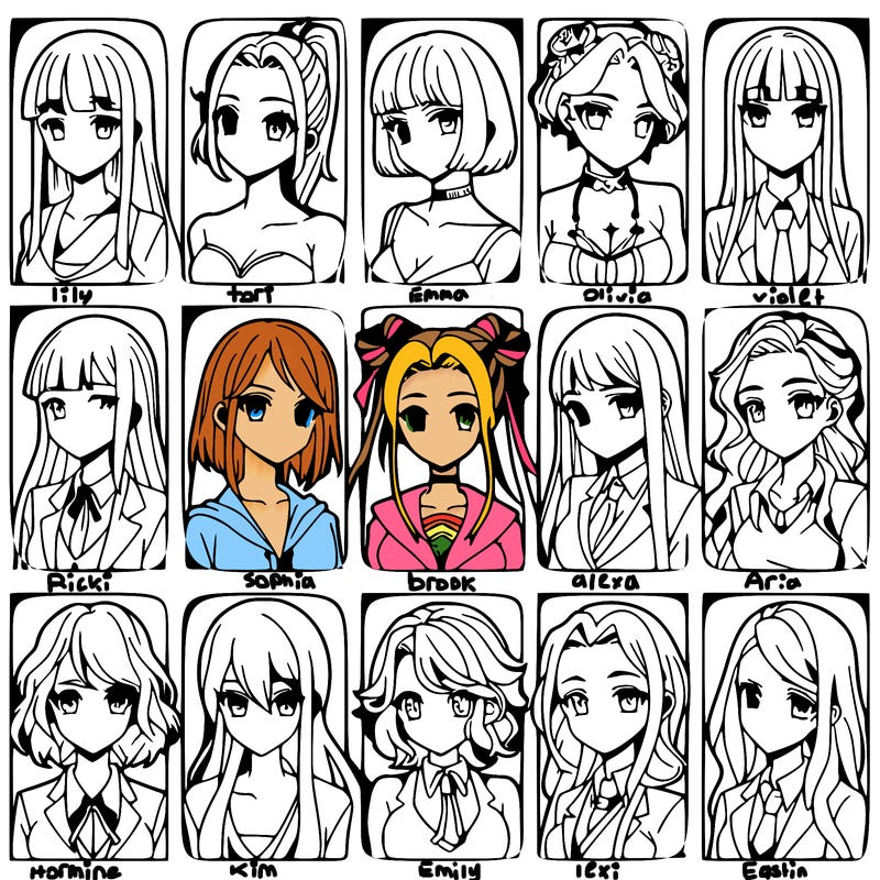 girls that look diffrent anime