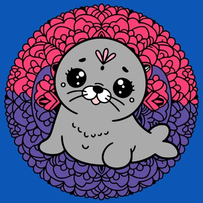 a cute baby seal mandala
