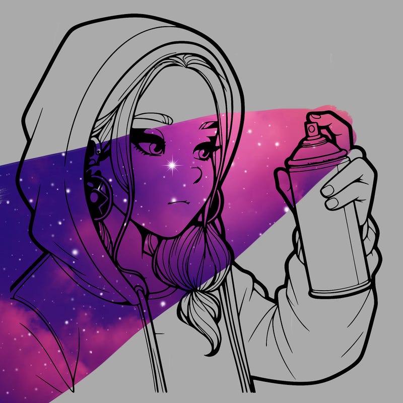 a realistic girl, spray painting