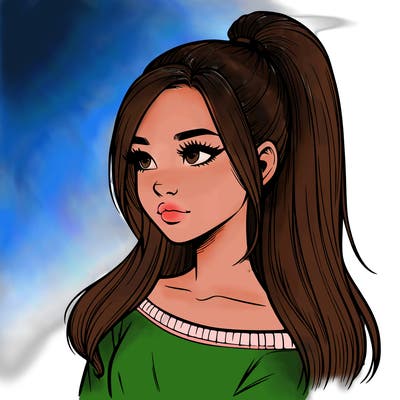 realistic girl with a high ponytail