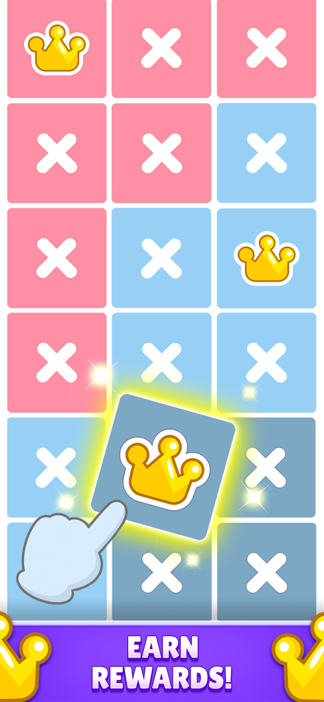 Queendoku: Queen Sudoku Puzzle - Una colorida cuadrícula de puzzle en Queendoku que muestra coronas doradas y el texto Gana recompensas