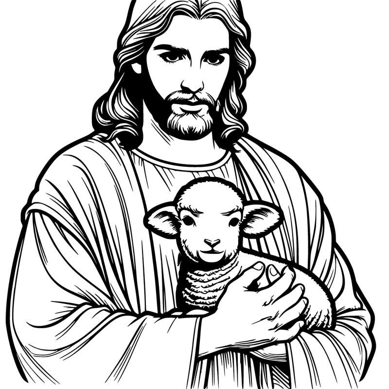 realistic jesus holding a lamb