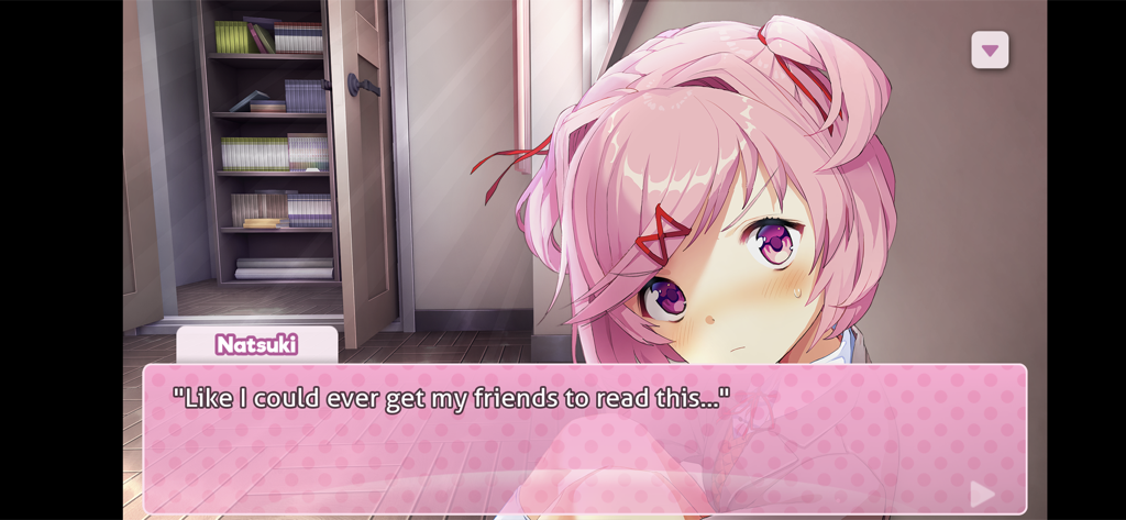 Doki Doki Literature Club! - Natsuki character dialogue in Doki Doki Literature Club