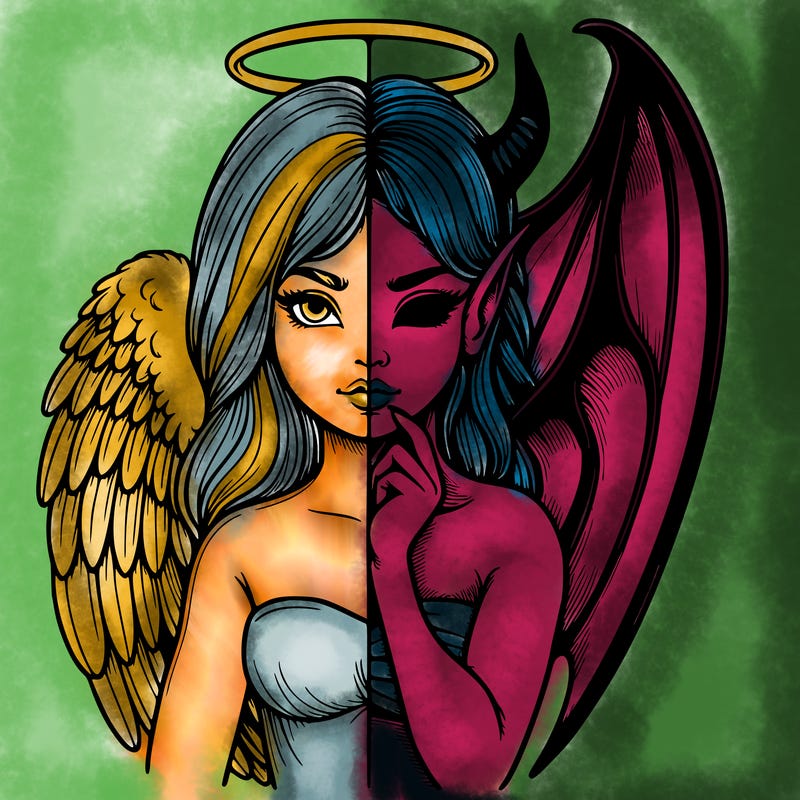 realistic angel half demon