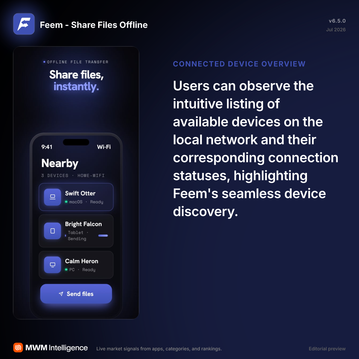 Feem - Share Files Offline - Utilities App | MWM