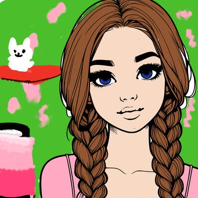realistic girl with braids