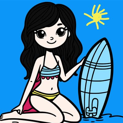 girl with surfboard