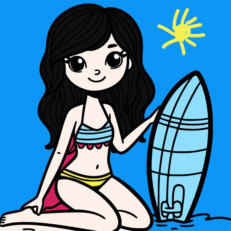 girl with surfboard