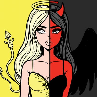 devil vs angel realistic girl