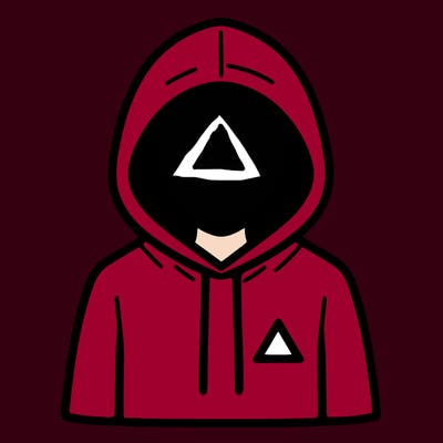 a person with non face waering a hoodie with a small triangle symbol