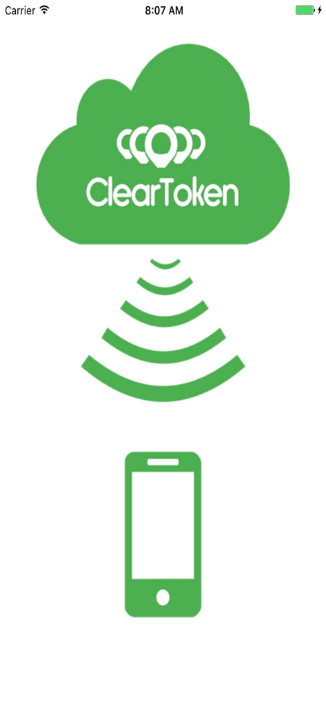 ClearToken App - ClearToken app logo showing cloud connectivity and wireless signal to a smartphone