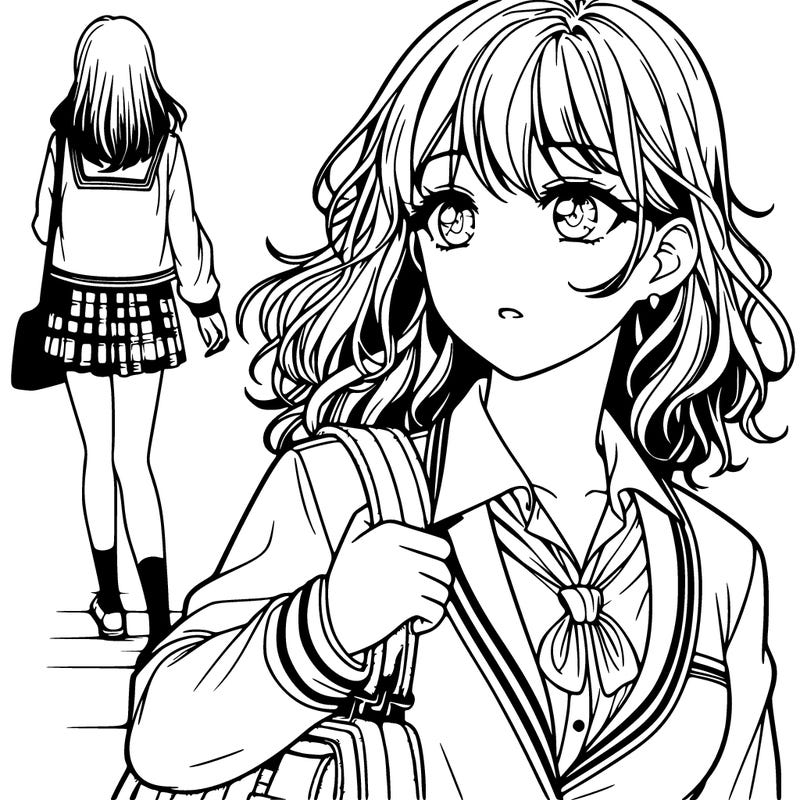 a very beautiful anime girl leaving school