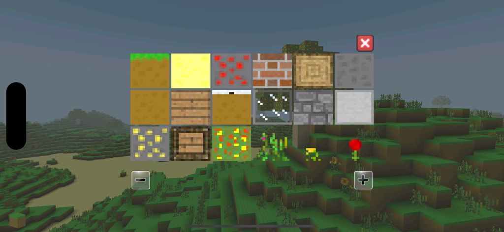 World Of Craft: Build - Block selection inventory menu in World Of Craft Build showing various building materials