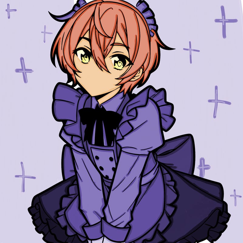 male anime character in a maids dress