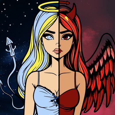 devil vs angel realistic girl