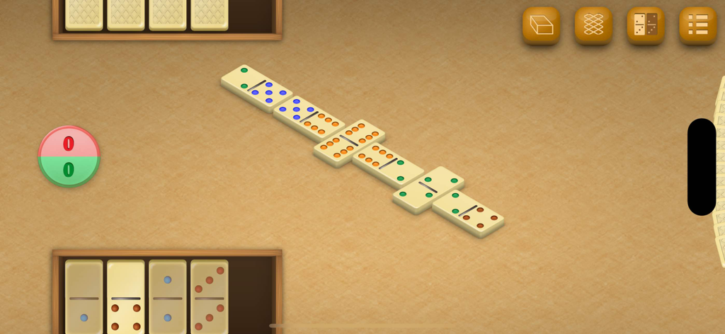 Dominos - Interfaccia del gioco di domino digitale con tessere su un tavolo virtuale.