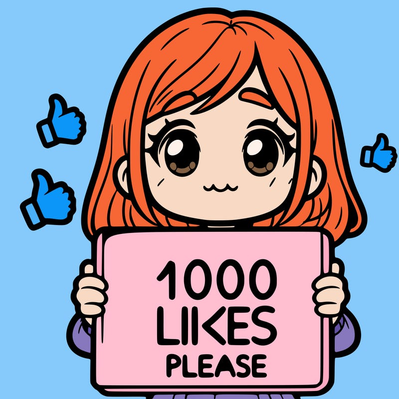 a girl holding a sign that says 1000 likes please
