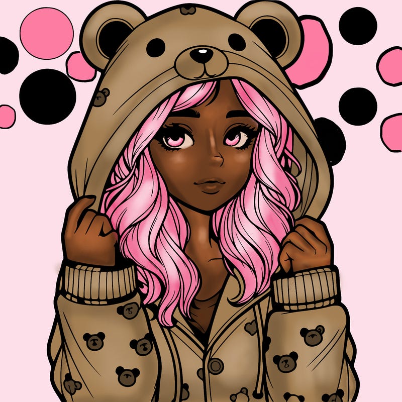 realistic girl in a animal pjs hoodie