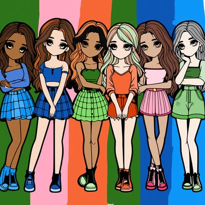 a group of girls realistic