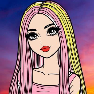 realistic girl with straight and long hair