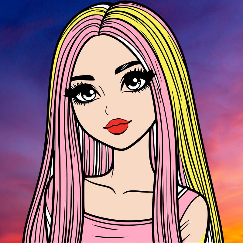 realistic girl with straight and long hair