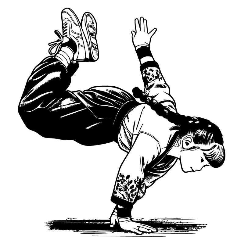 realistic girl doing a round off backhand spring