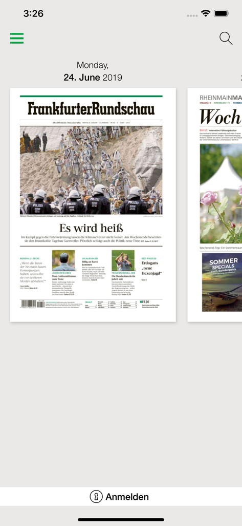 FR Digitale Zeitung - Digital edition of the Frankfurter Rundschau newspaper in the FR Digitale Zeitung app