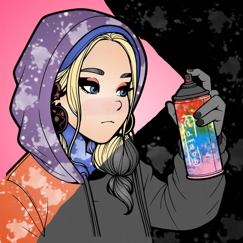 a realistic girl, spray painting