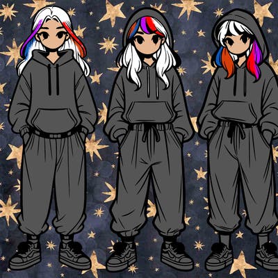 teenager girl wearing baggy pants and hoodie