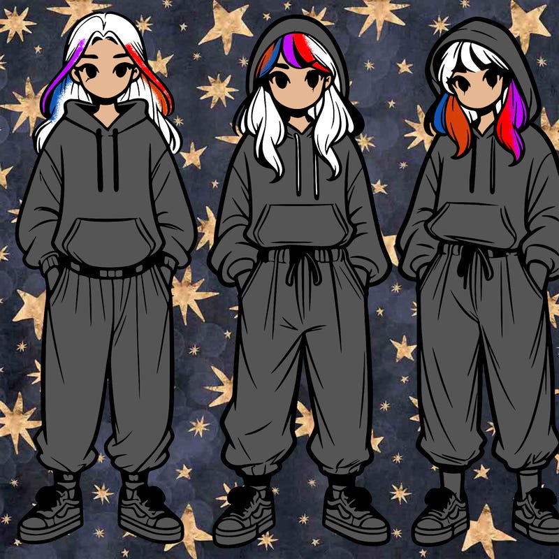 teenager girl wearing baggy pants and hoodie