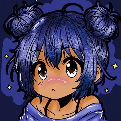 a manga girl with messy small buns