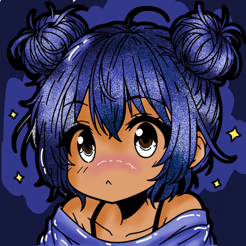 a manga girl with messy small buns