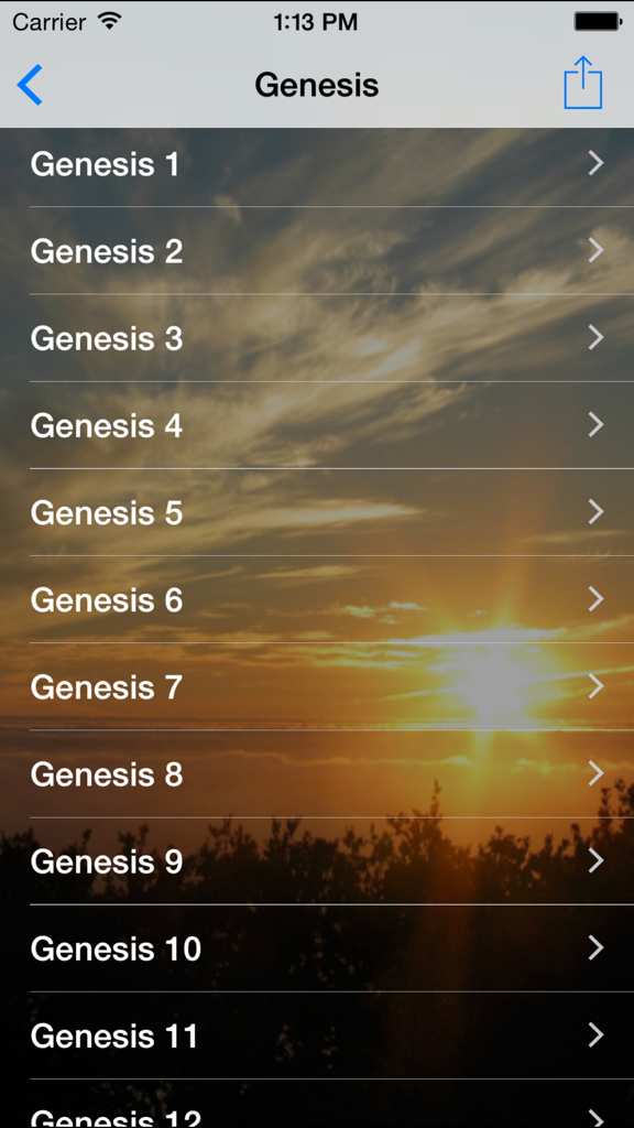 List of Genesis chapters in the King James Bible mobile application
