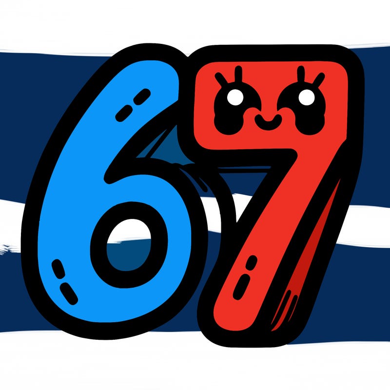 the numbers 67