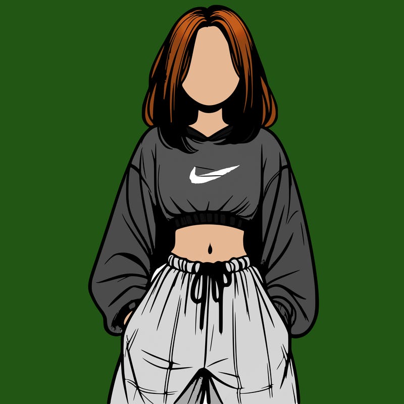realistic girl faceless with baggy pants and a crop top