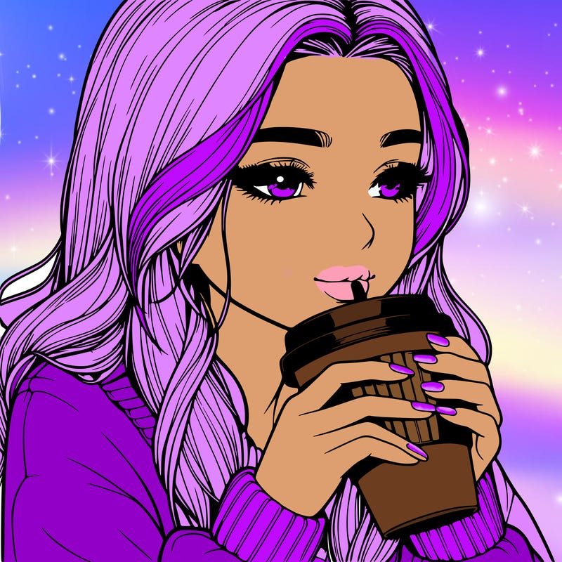 realistic girl drinking coffee