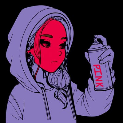 a realistic girl, spray painting