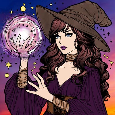 realistic women sorcerer using magic