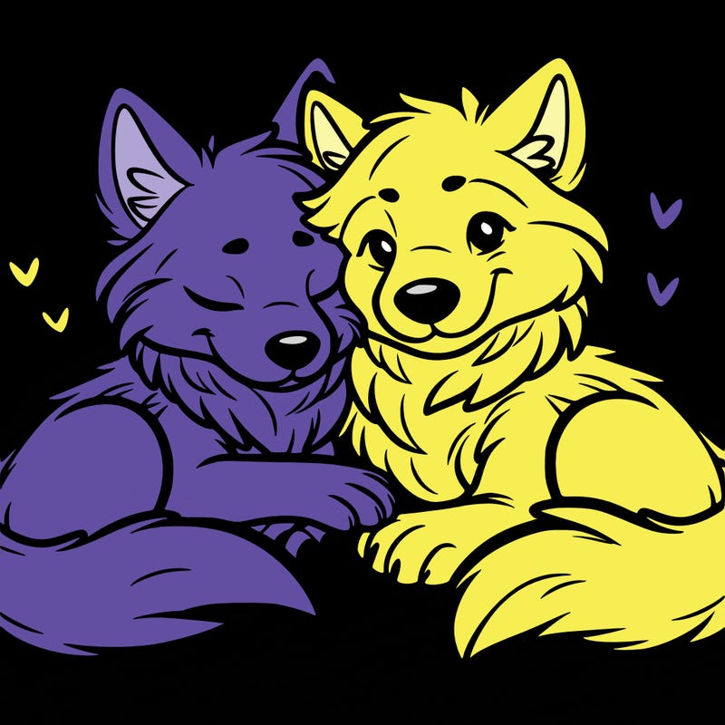 two wolves cuddling
