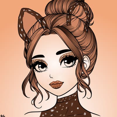 realistic pretty girl with hair in bun