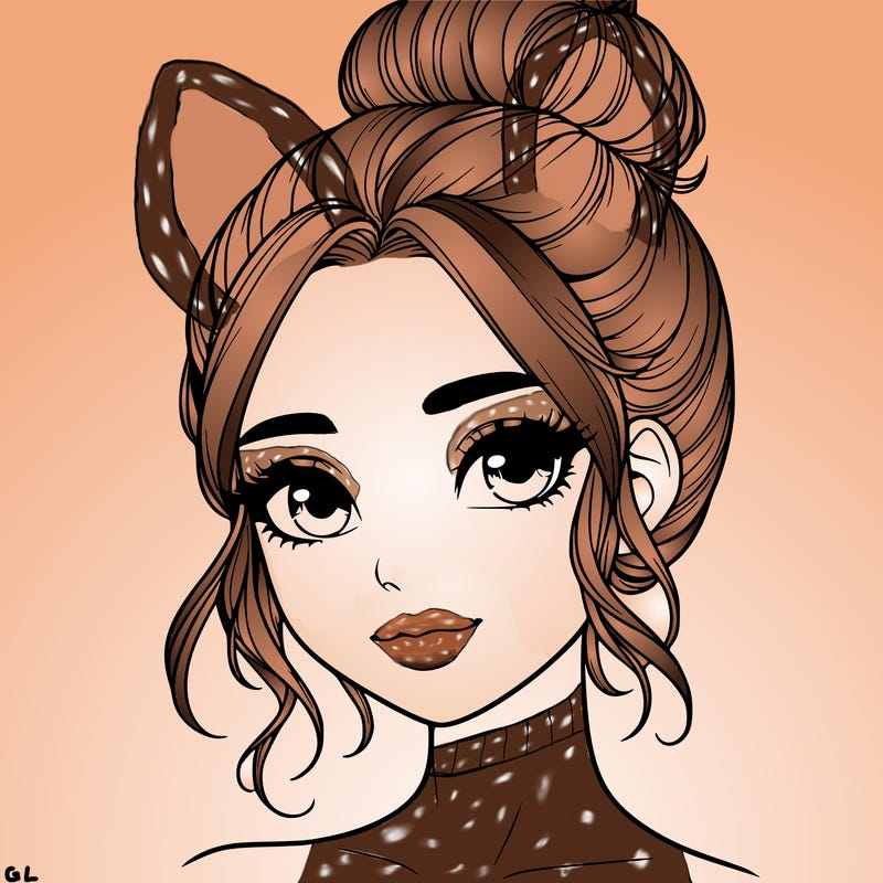 realistic pretty girl with hair in bun