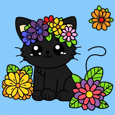 cute flowers cat
