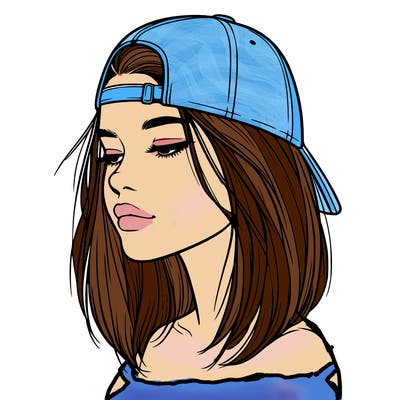 realistic  girl with a backwards hat