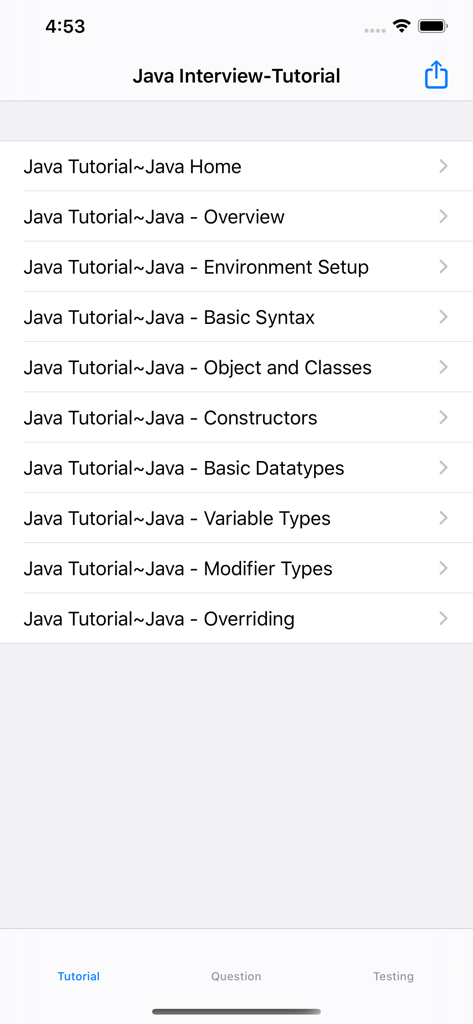 Liste des sujets de tutoriel Java pour la préparation d'entretien, y compris la syntaxe de base et les objets