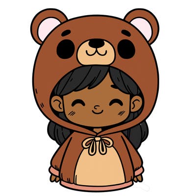a girl with a bear costume